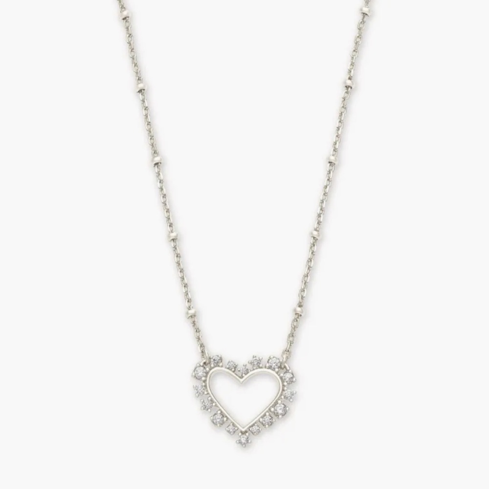 Ari Heart Silver pendant necklace with white crystal